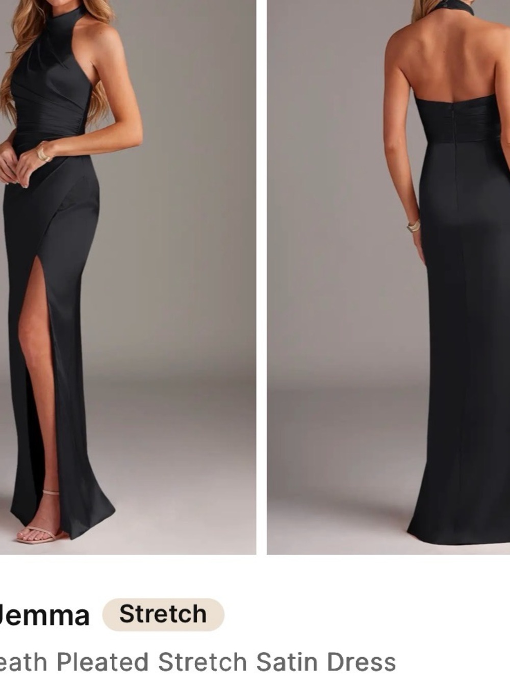 Azazie Black High-Slit Satin Maxi Skirt